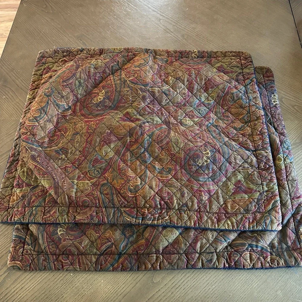 2 American Living Lichfield Litchfield Ralph Lauren Quilted Paisley Pillow Shams
